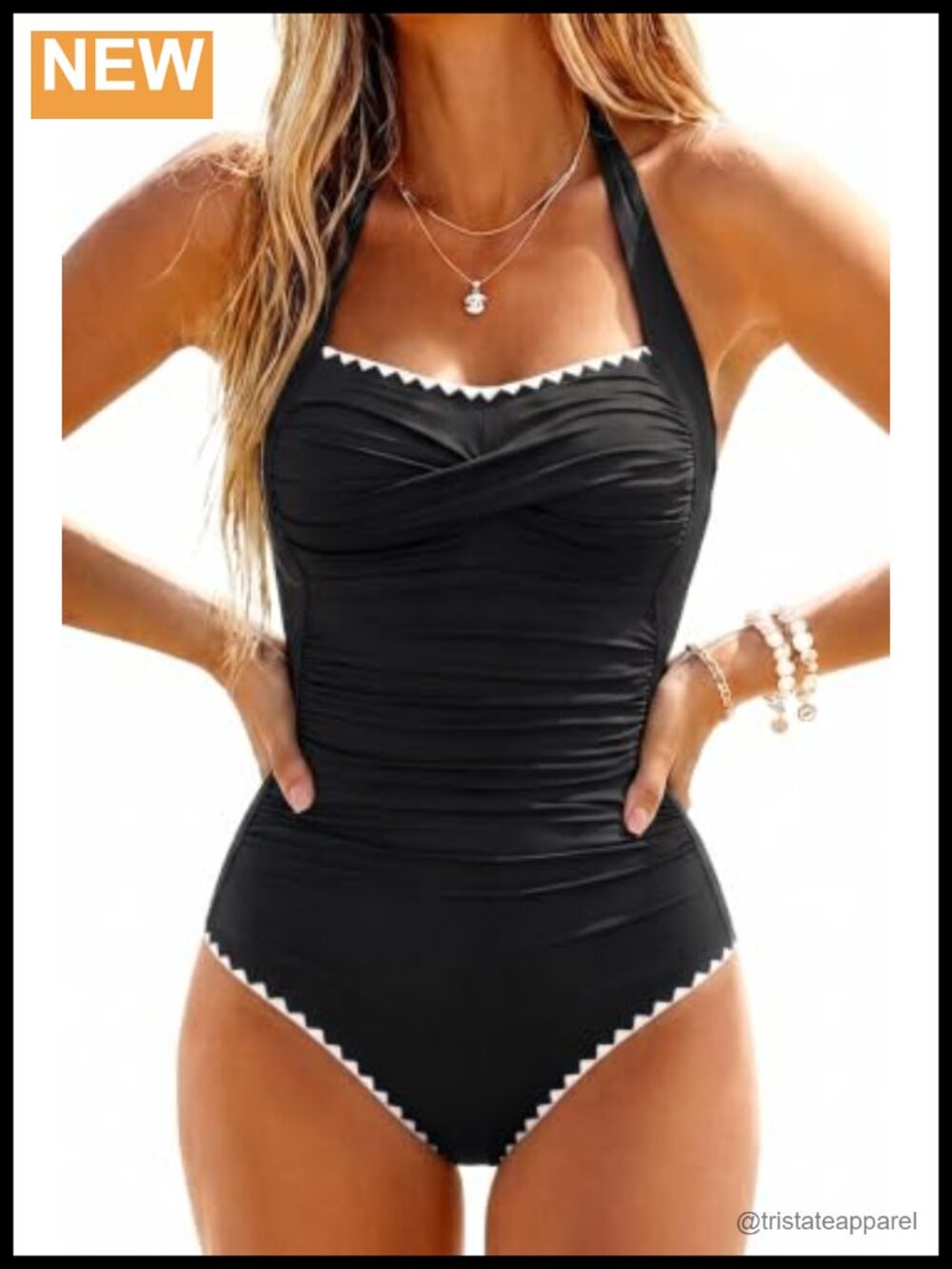 Women Tummy Control One Piece Swimsuit Slimming Halter Bathing Suit